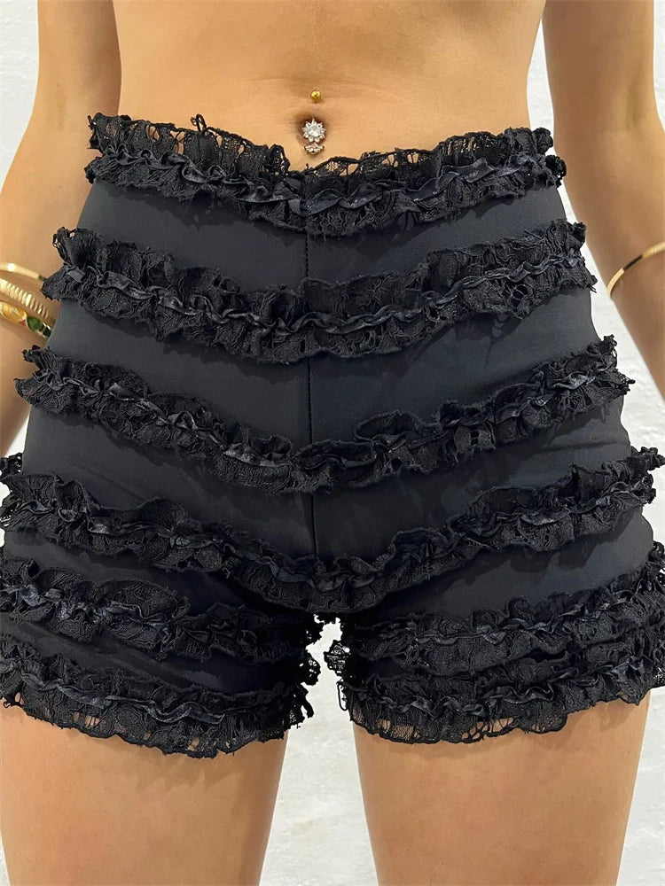 Retro Ruffled High Waist Short