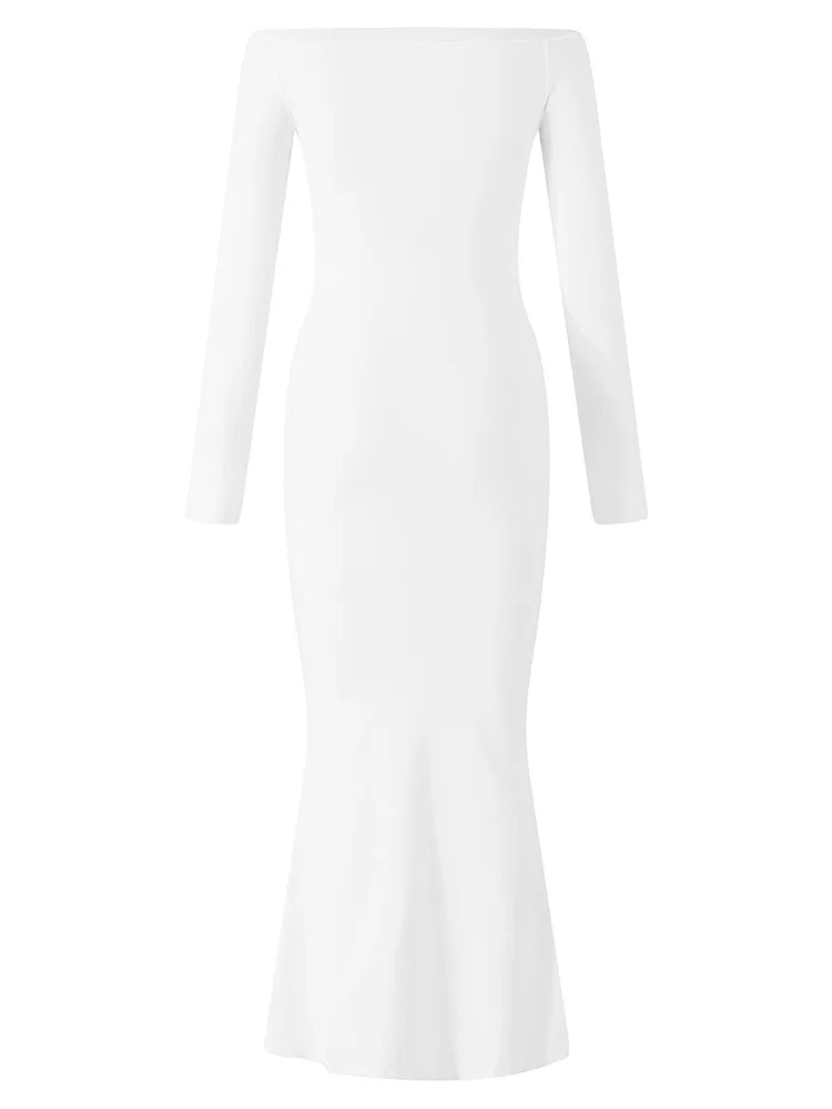 Women Bow Patchwork Sleeve Elegant Solid Slash Neck Off Shoulder Party Beach Club Vestido Streetwear