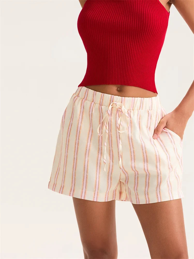 Striped Wide Leg Pocket Short