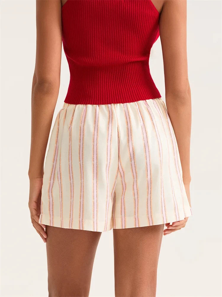 Striped Wide Leg Pocket Short