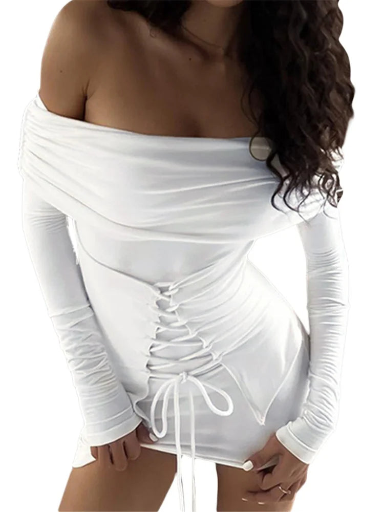CrissCross TieUp Long Sleeve Mini Dresses