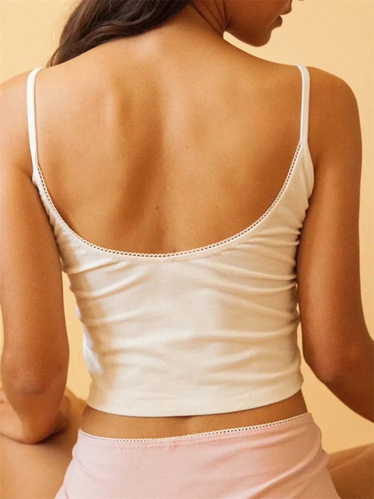 Sleeveless Strap ONeck Skinny Y2K Lace Bow Patchwork Slim Fit Mini Summer Streetwear Crop Top