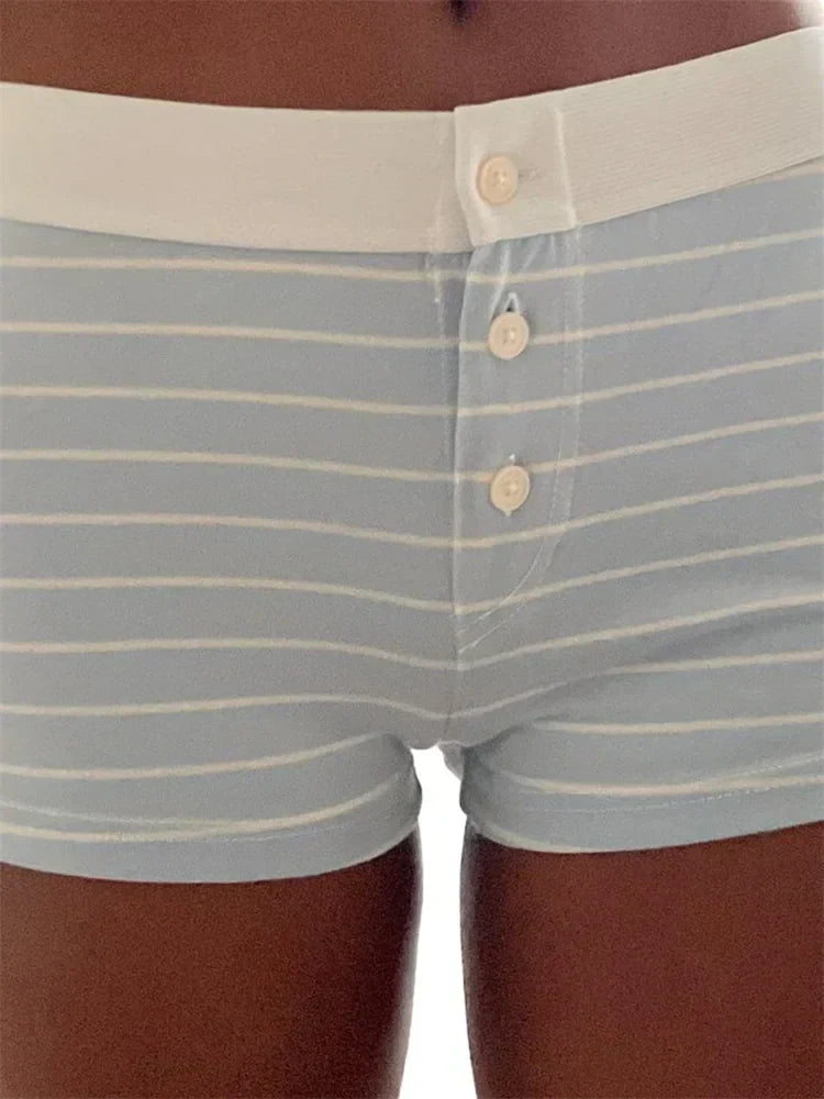Floral Striped Pajama Sleep Short blue / S short-250223
