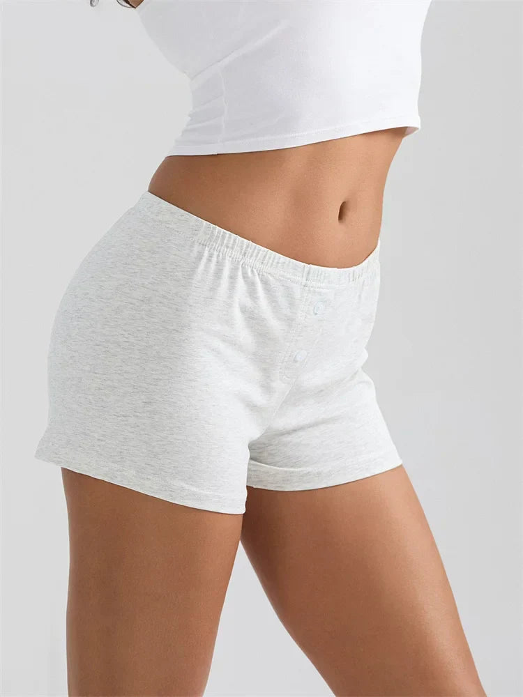Solid Elastic Waist Sleep Short