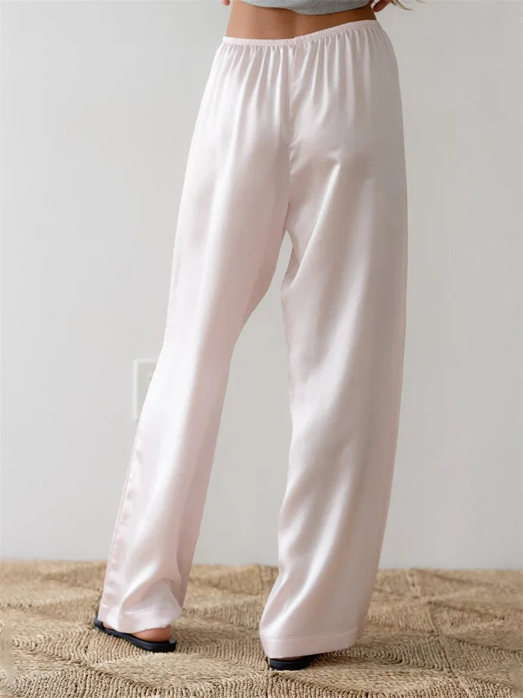 Solid Color Lounge Elastic Waist Pull-On Pant