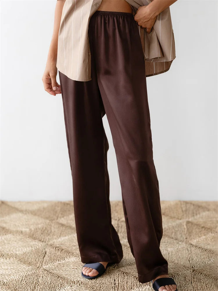Solid Color Lounge Elastic Waist Pull-On Pant RED / S pant-250223