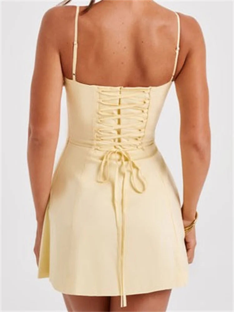 Y2K Corset Bodycon Sexy Sequined TieUp Mini Dresses
