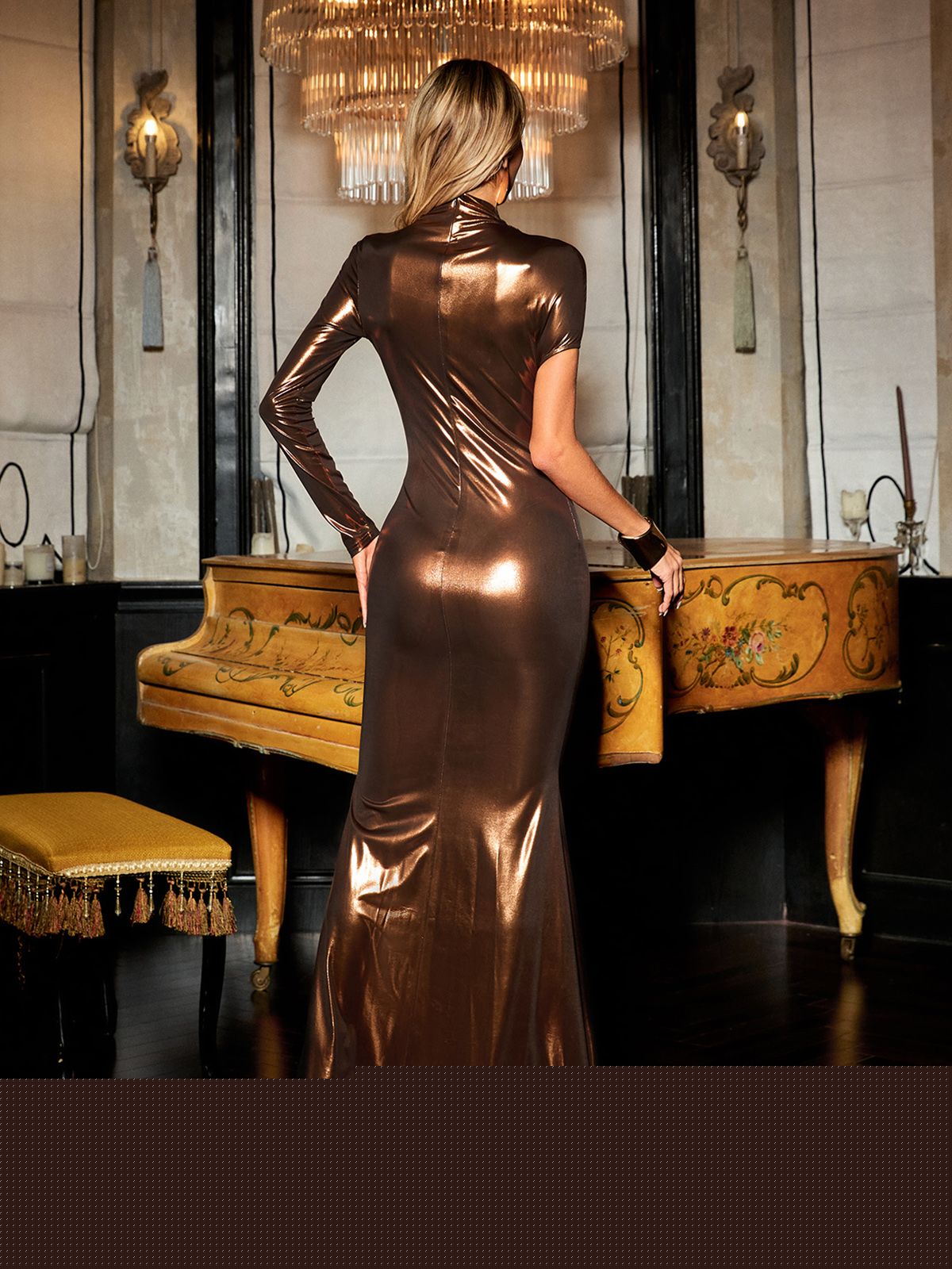 Cutout Metallic Maxi Dress