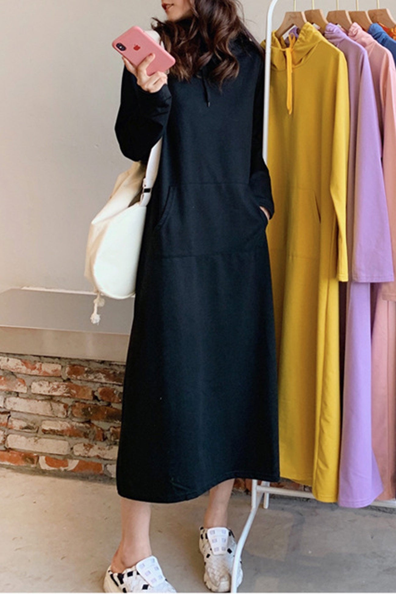 Yvonne Candy Colored Hooded Dress with Urban Everyday Styling