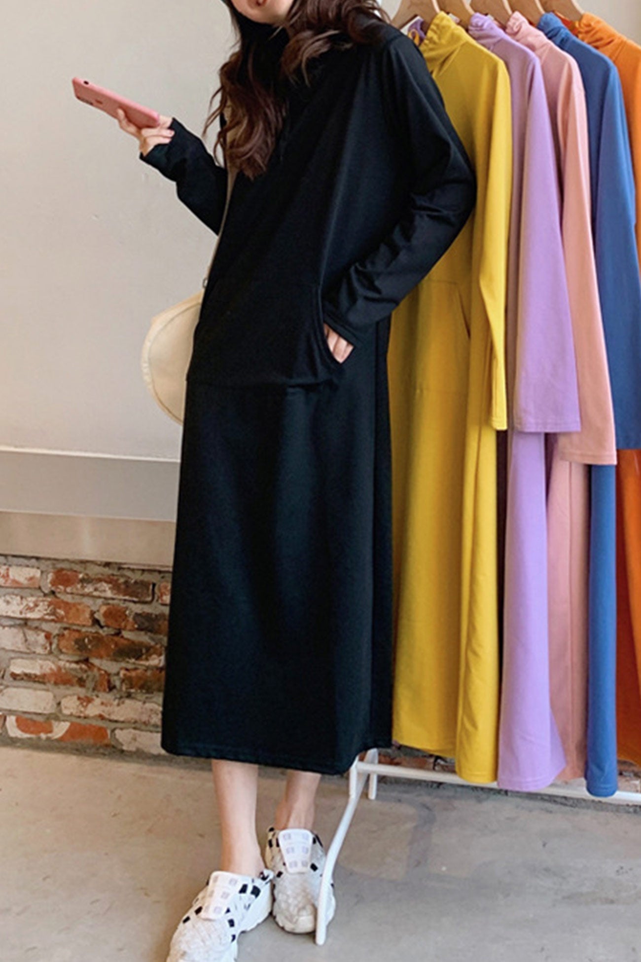 Yvonne Candy Colored Hooded Dress with Urban Everyday Styling