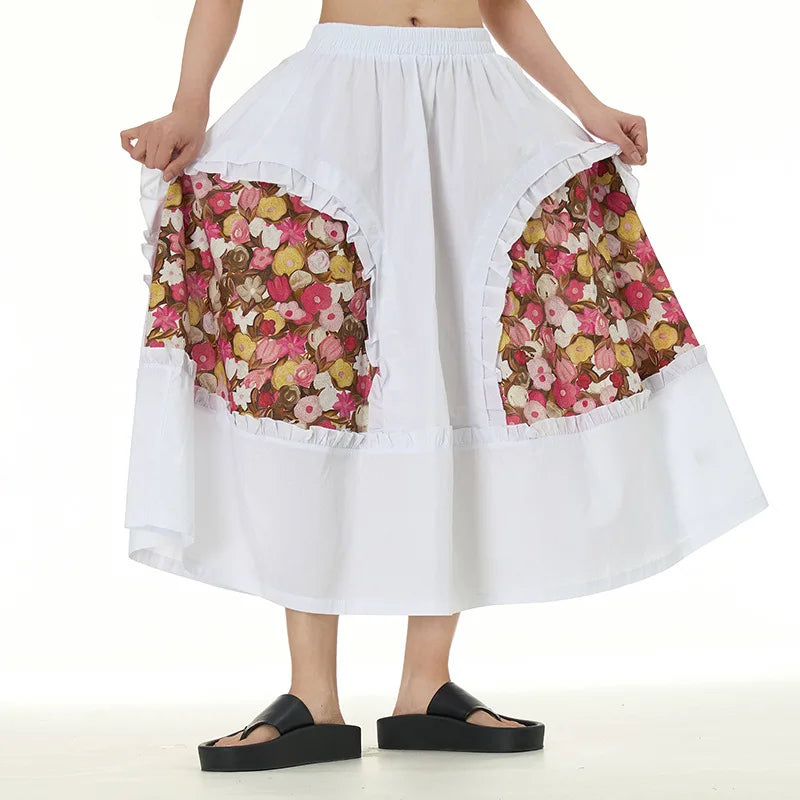 Chic Skirts All Matched Cotton Romantic Maxi High Waist Ruffled White / One Size