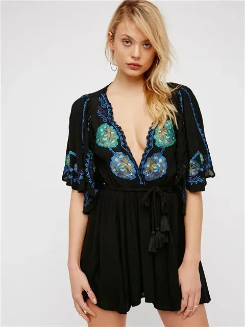 Plus Size Button Up Chiffon Holiday Boho Dress