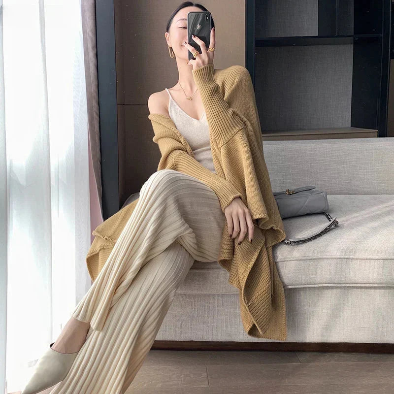 Summer Full Length Elastic Waist Yoga Slim High Waist Wide Leg Pants