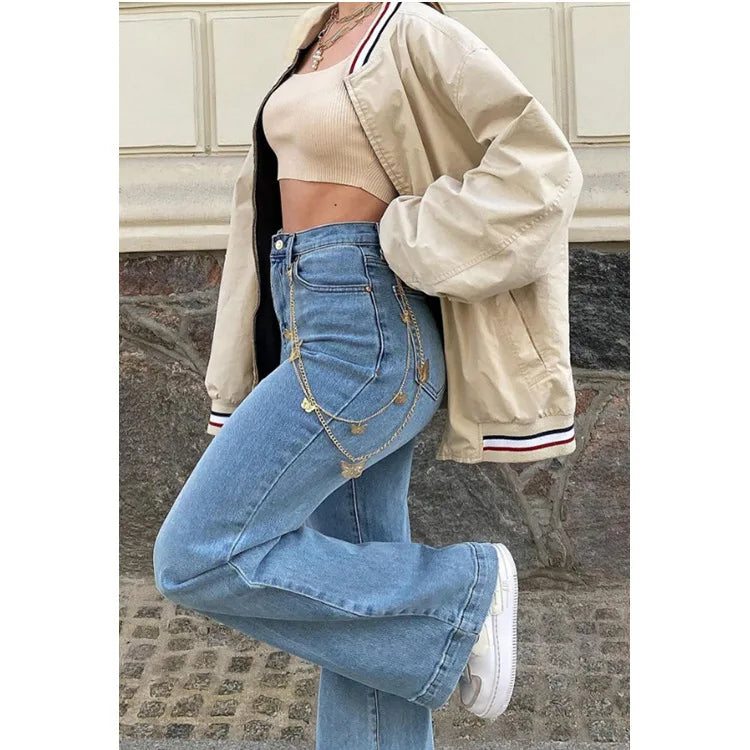Casual Women's Flare High Waisted for Woman Streetwear Flared Denim Spring Summer Jean
