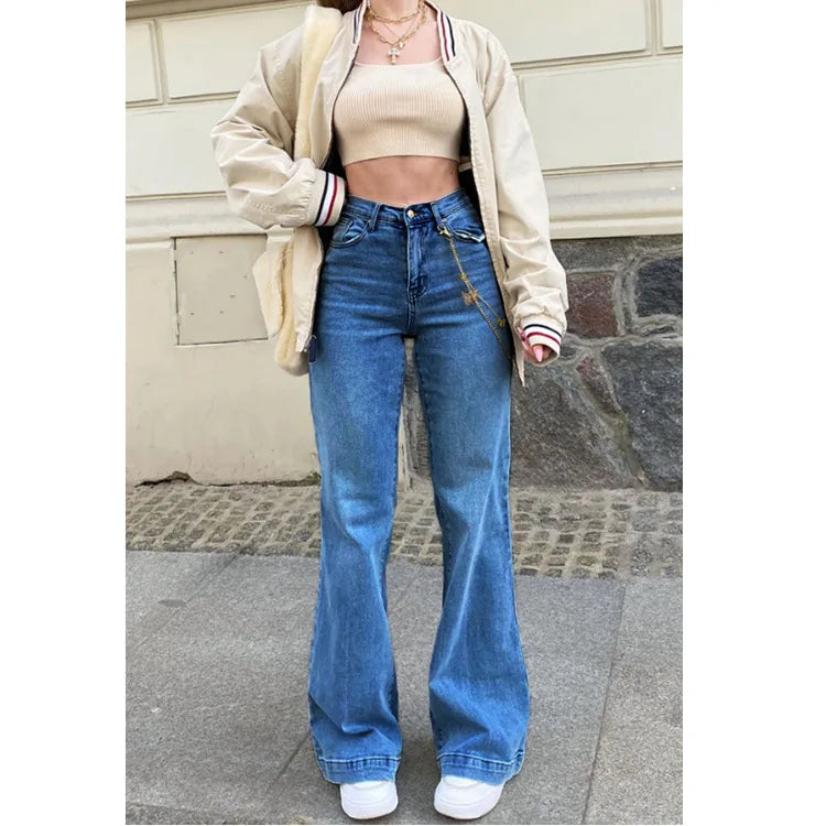 Casual Women's Flare High Waisted for Woman Streetwear Flared Denim Spring Summer Jean