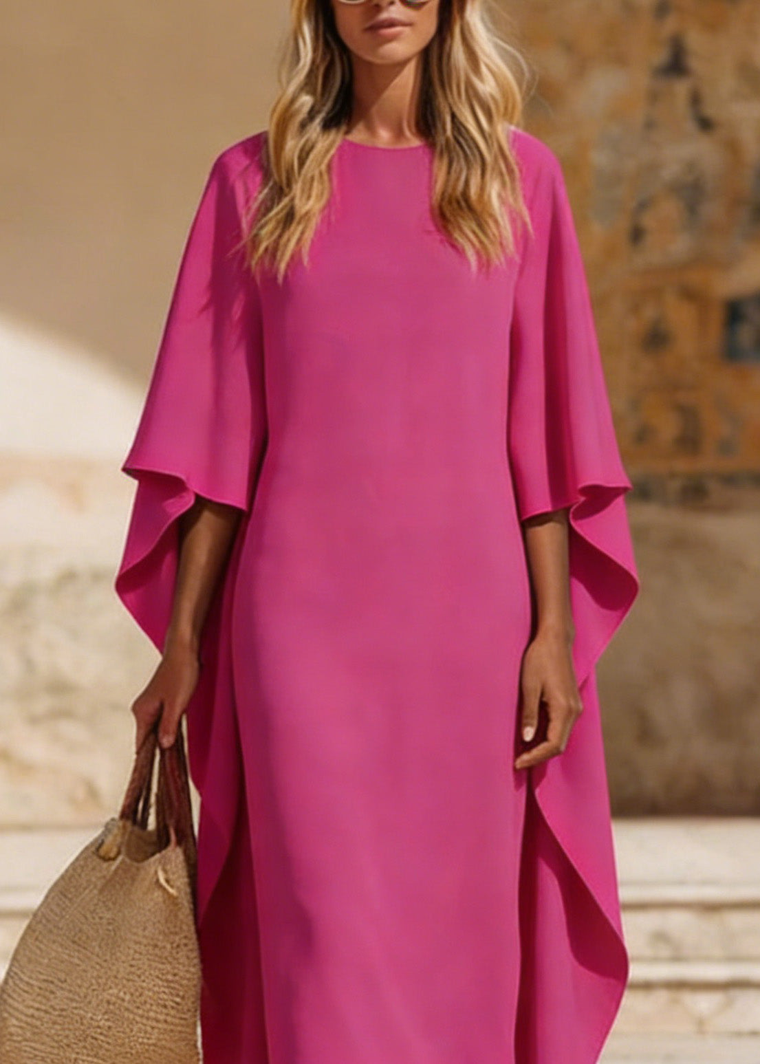 Chic Rose Asymmetrical Design Holiday Maxi Dress Spring