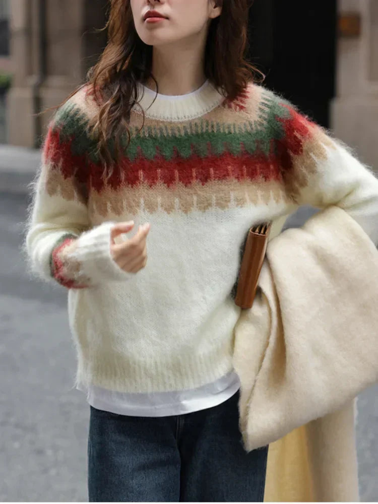 Red Thick Retro Lazy Wind Sweater