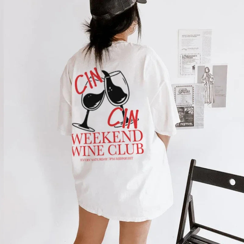 Wine Club Retro T-shirt WHITE / S t-shirt-250223