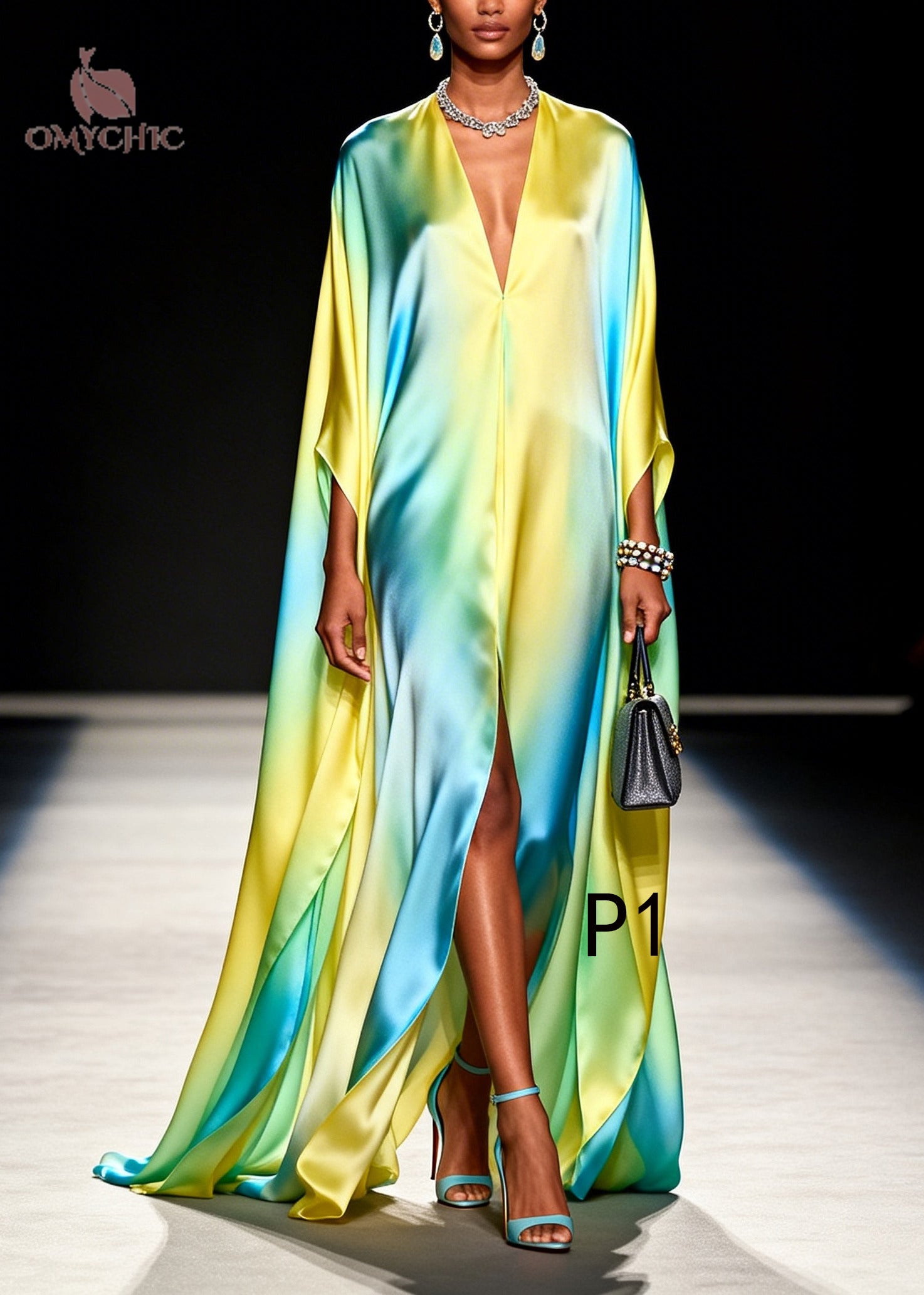 Classy Gradient Color Oversized Chiffon Holiday Dress Summer