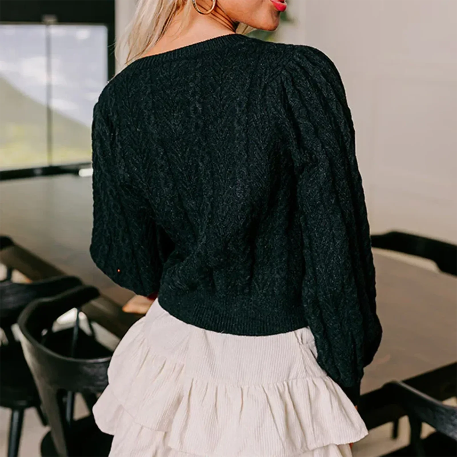 Cable Knit Split Front Bow Cardigan