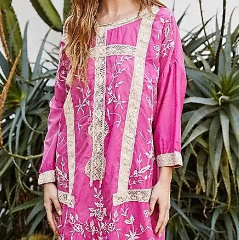 Cotton Rayon Long Sleeve Boho Dress