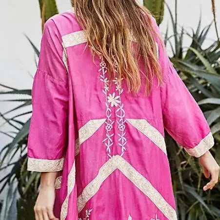 Cotton Rayon Long Sleeve Boho Dress
