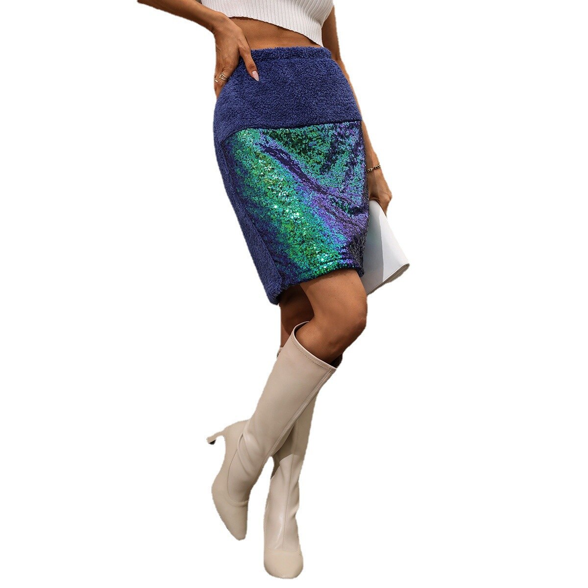 Velvet Sequin High Waisted A-line Skirt