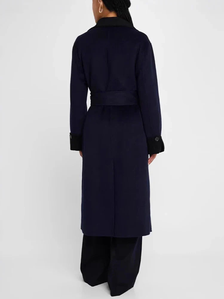 Color Lapel Slim Single-Breasted Overcoat
