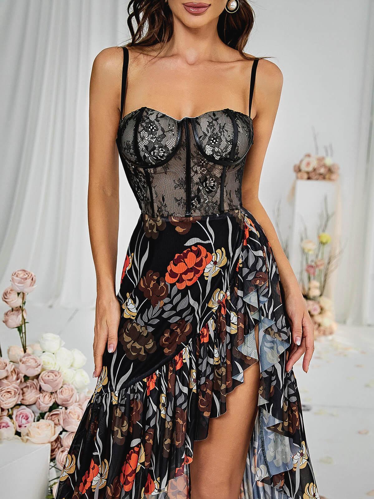 Mesh Floral Midi Dress