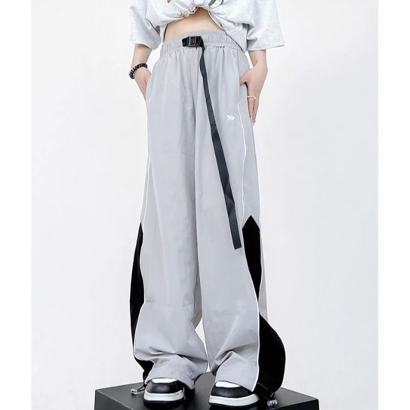 Vintage Jogging Sweatpants Wide Leg Pants white / S