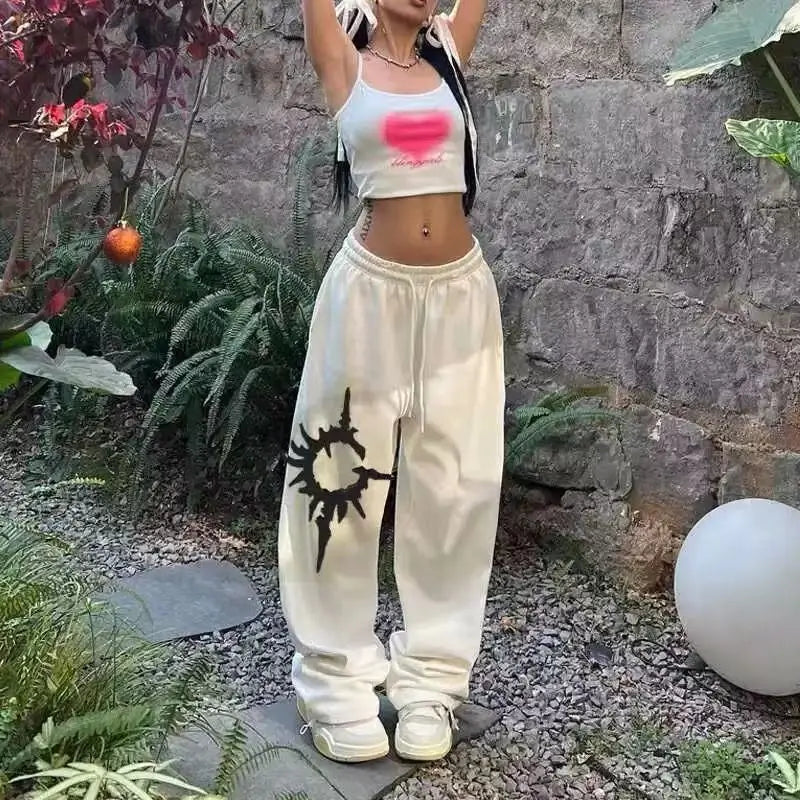 Y2K Gothic Baggy Pants White / S