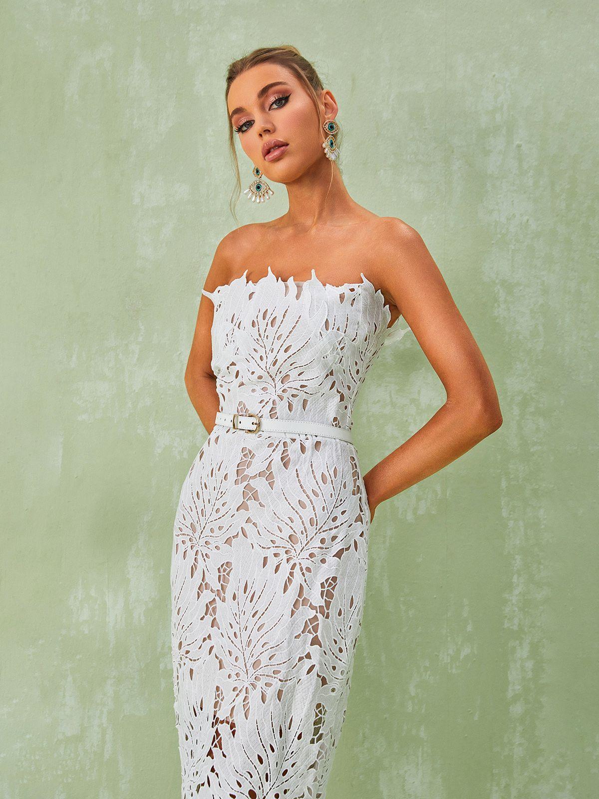 White Lace Midi Dress