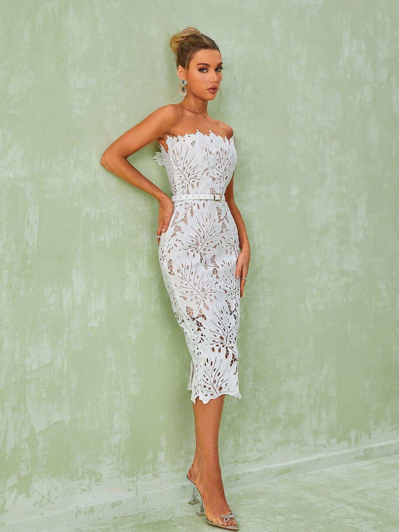 White Lace Midi Dress