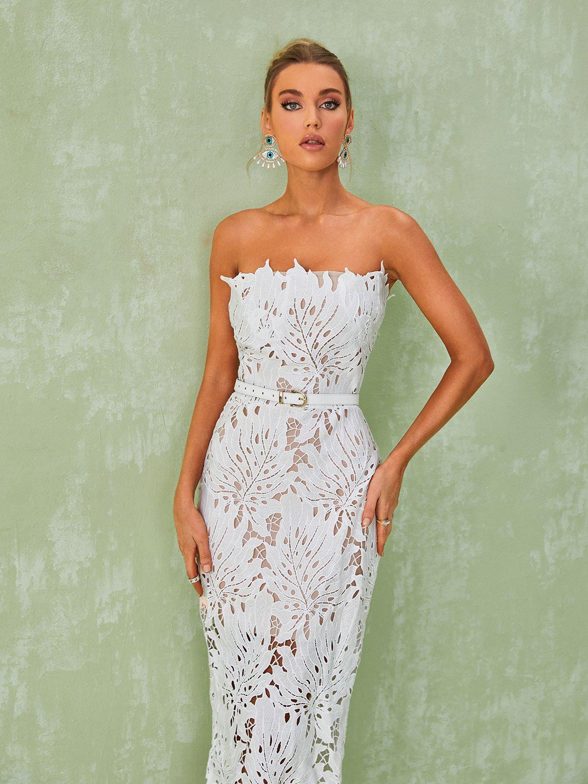 White Lace Midi Dress