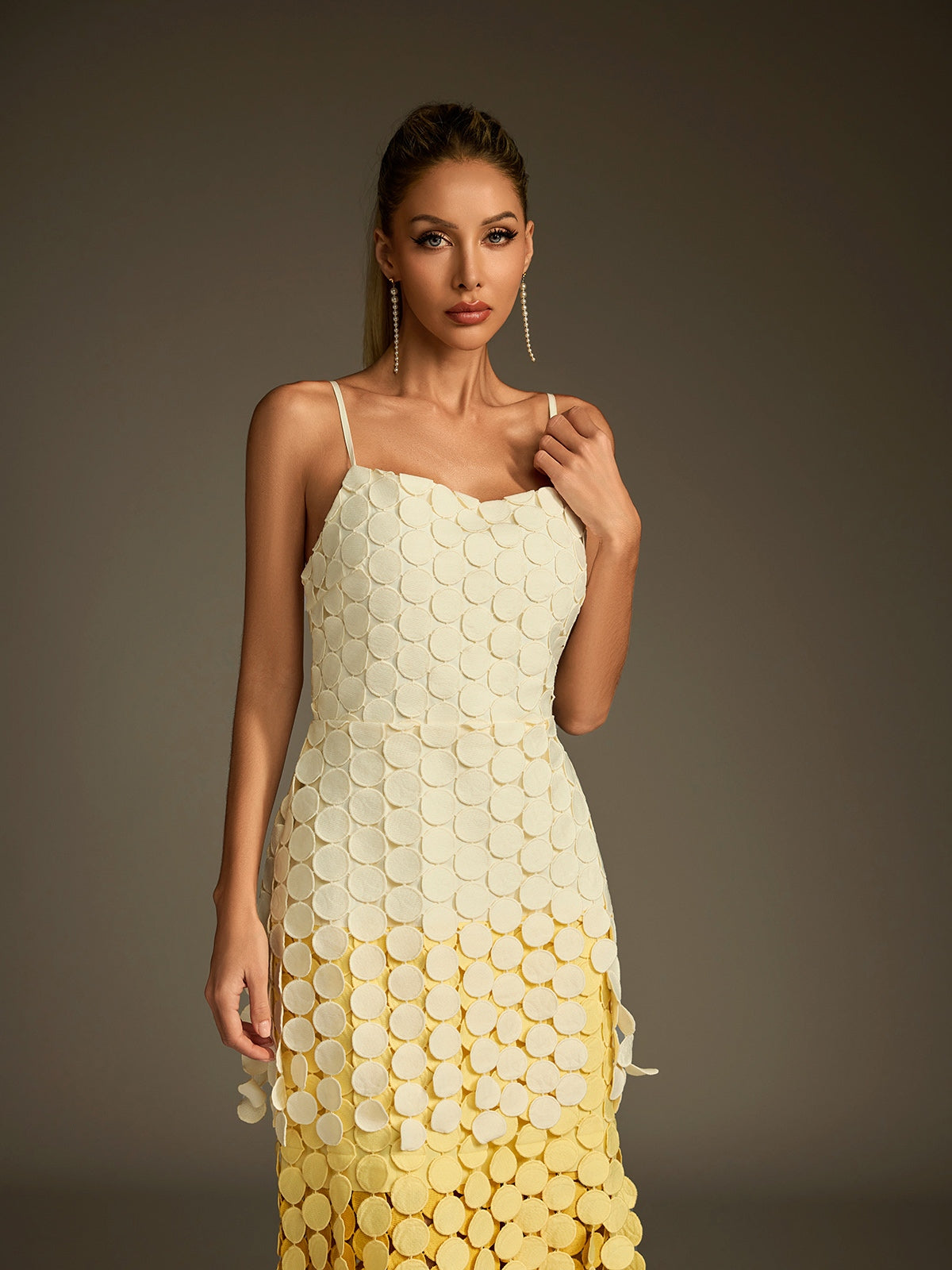 Ombre Spaghetti Cutout Midi Dress