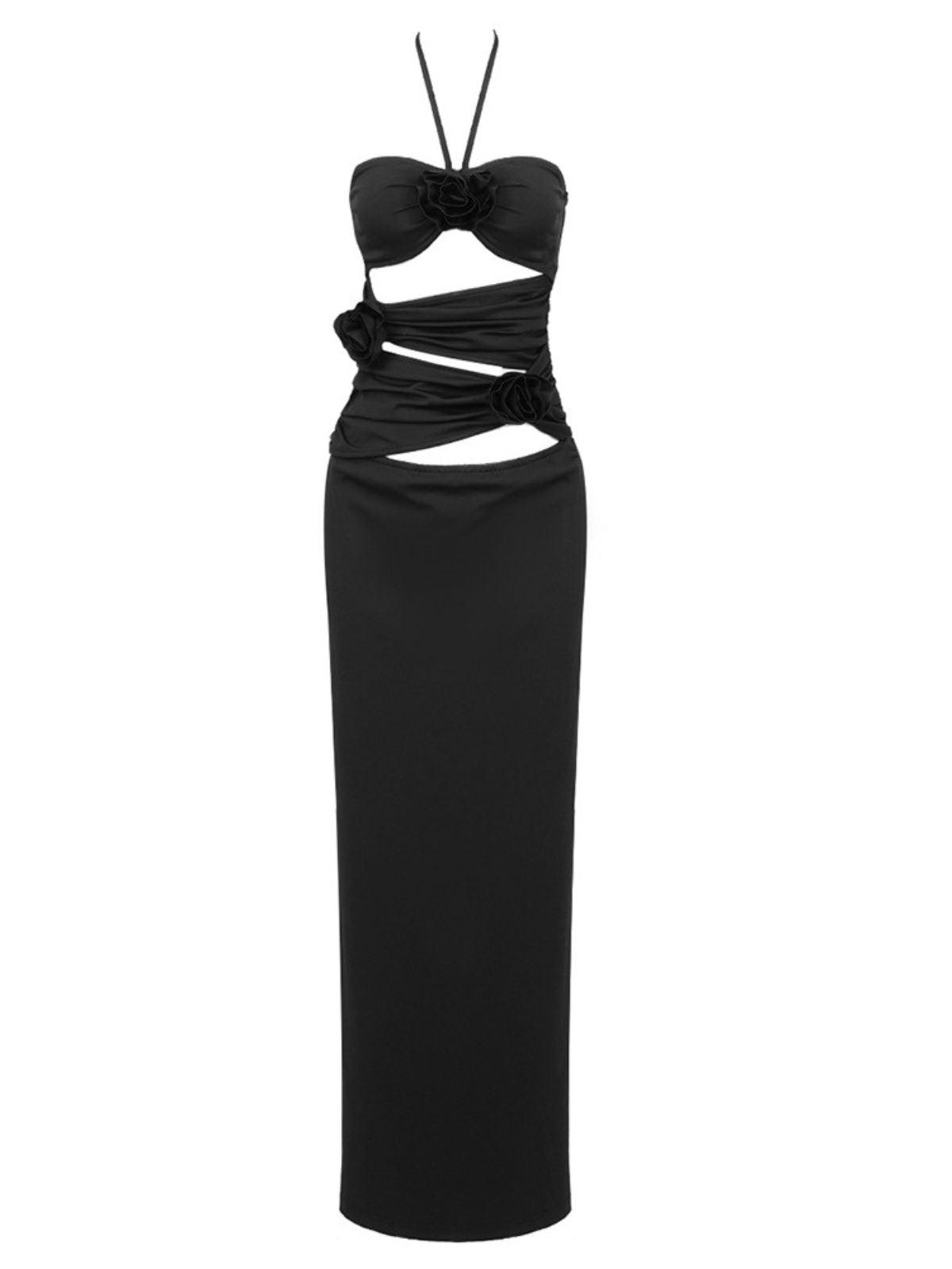 Dorcas Halterneck Cutout Maxi Dress In Black