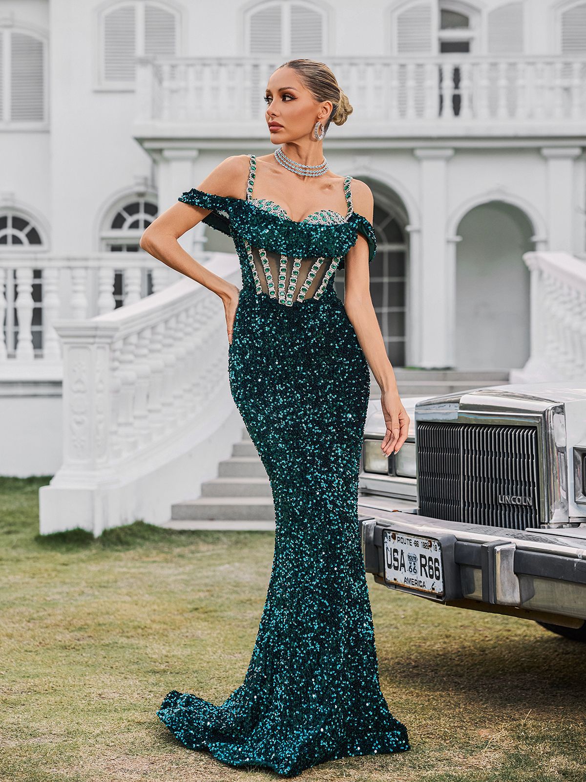 Spaghetti Embellished Maxi Dress