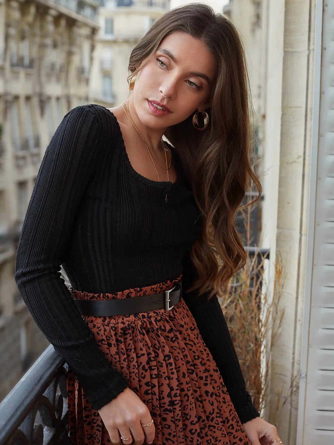 V-neck Slimming Inside Wear Pit Strip Sweater Knit Top