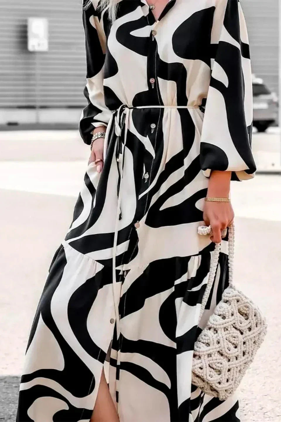 Vanesa Minimalist Effortlessly Chic Printed Maxi Dress Boutique Collection