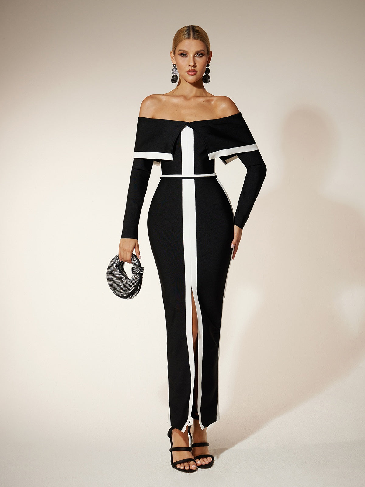 Off Shoulder Split Bandage Dress