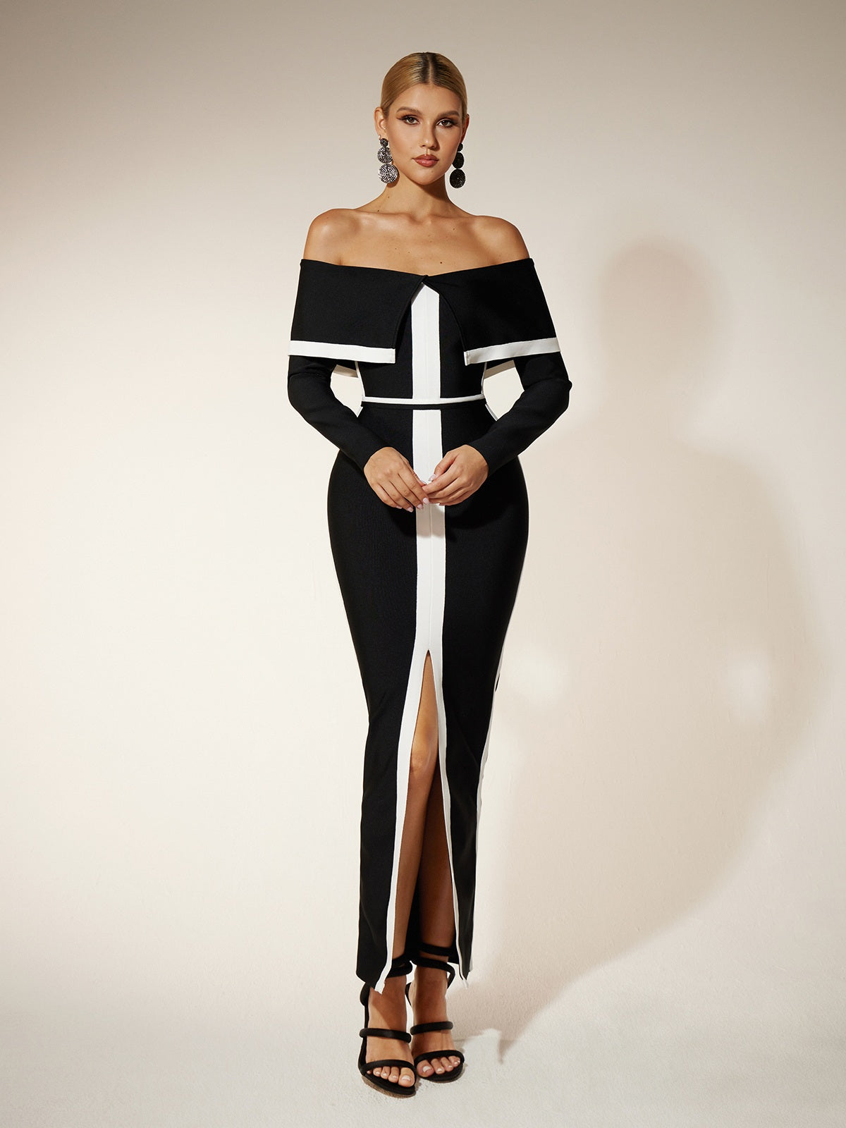 Off Shoulder Split Bandage Dress