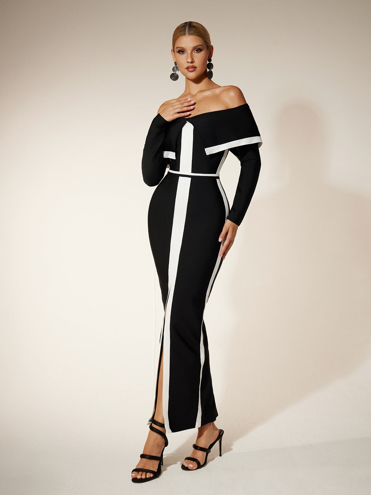 Off Shoulder Split Bandage Dress