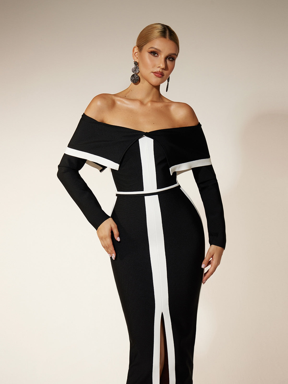 Off Shoulder Split Bandage Dress