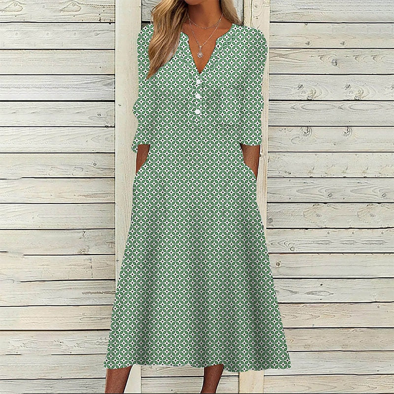 Elegant Chic VNeck Office Lady Pockets Dresses