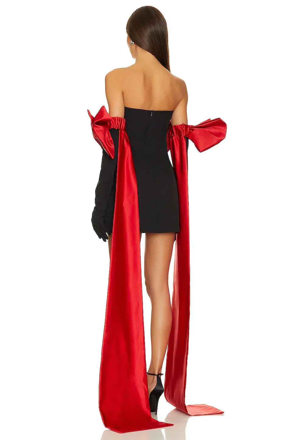 Bow Detail Short Strapless Party Dress
