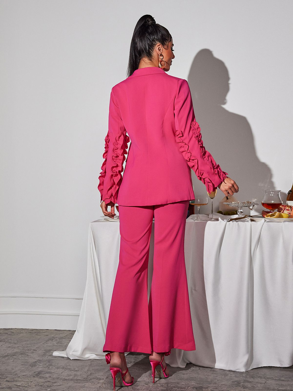 Long Sleeve Ruffle Pants Set