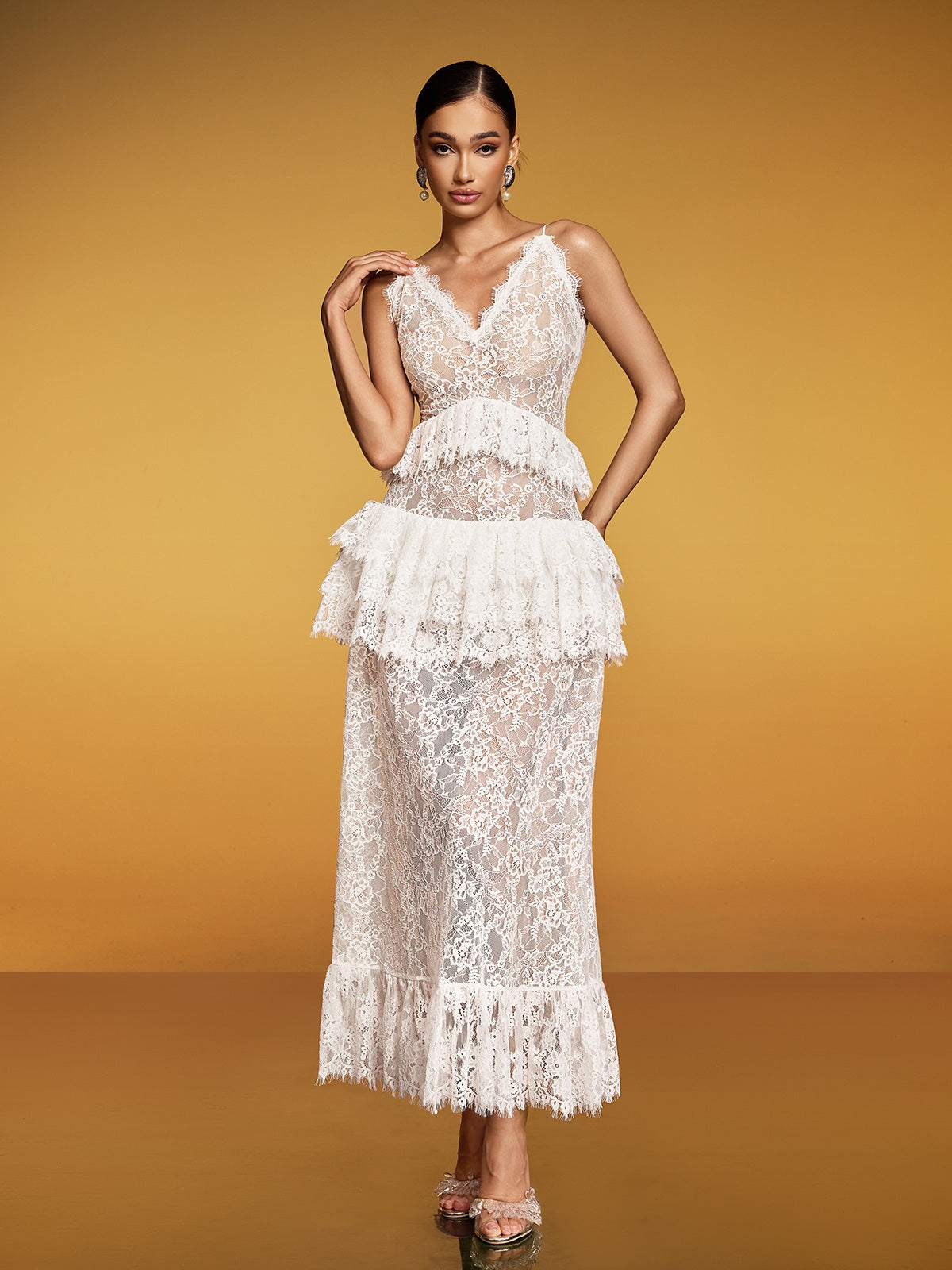 Spaghetti Lace Floral Maxi Dress