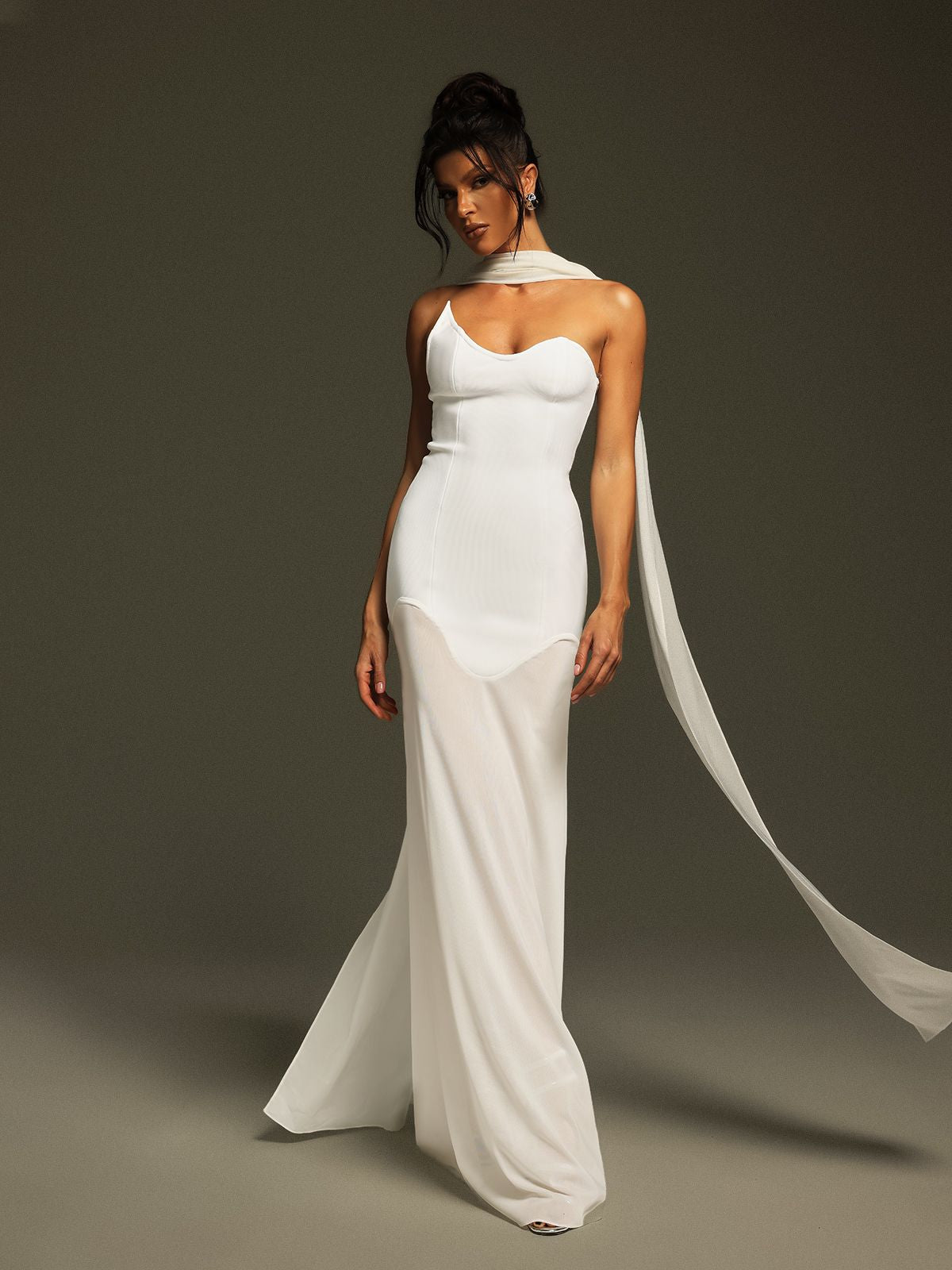Strapless Draped Bandage Maxi Dress