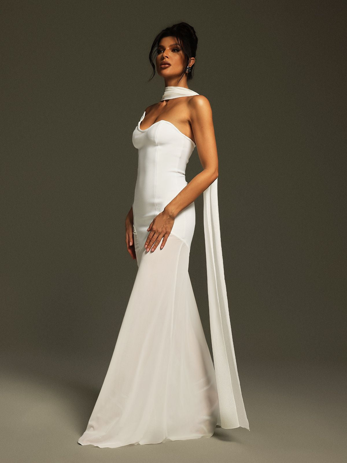 Strapless Draped Bandage Maxi Dress