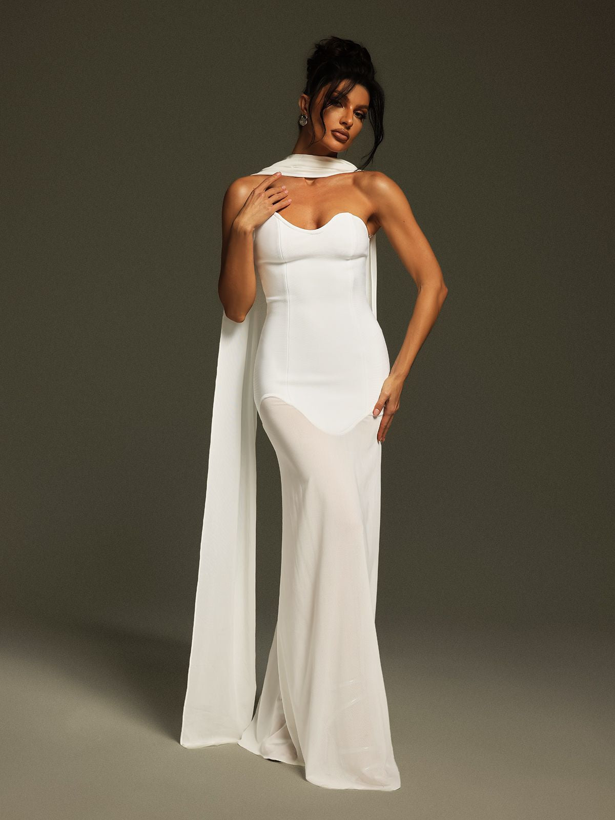 Strapless Draped Bandage Maxi Dress